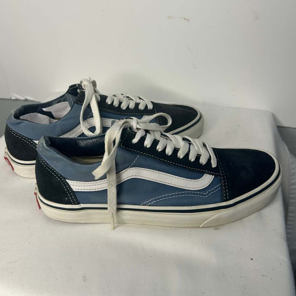 Vans Old Skool Navy Blue Black Suede Canvas Sneakers Men’s 7 Women’s 8.5